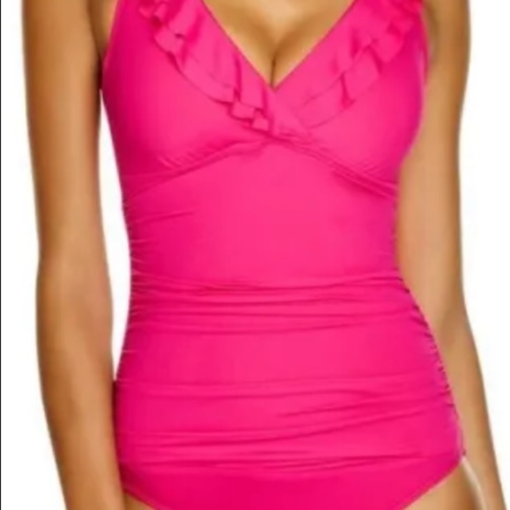 Ralph Lauren Orchid Tummy-Control Underwire Ruffled One-Piece Swimsuit - Picture 5 of 10